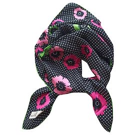Christian Dior Sciarpa di seta nera verde rosa Multicolore