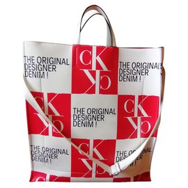 Calvin Klein Maxi Tote Blanco Roja