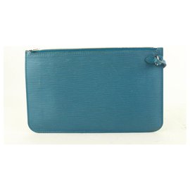 Louis Vuitton-Blue Cyan Epi Leather Neverfull Pochette MM / GM bolsa de pulso-Outro
