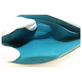 Louis Vuitton-Blue Cyan Epi Leather Neverfull Pochette MM / GM bolsa de pulso-Outro