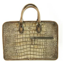 BERLUTI Un Jour Porte-documents taille moyenne en cuir marron embossé crocodile unisexe Marron