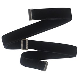 Lanvin thin black velvet belt - adjustable Black