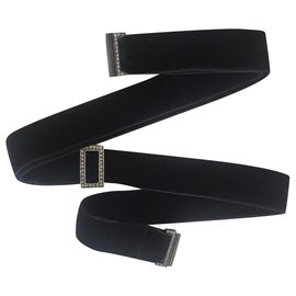 Lanvin-Lanvin thin black velvet belt - adjustable-Black
