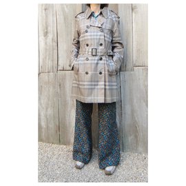 Burberry-Burberry Trenchcoat aus leichter Baumwolle & Seide Größe 40-Grau