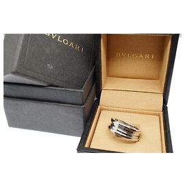 Bulgari Bvlgari 18k Or blanc B.Zéro1 3-Bande Bague Taille US8.1/8 UE58 Argenté