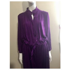 Autre Marque-Maxi robe oversize en soie Shimah-Violet,Violet foncé
