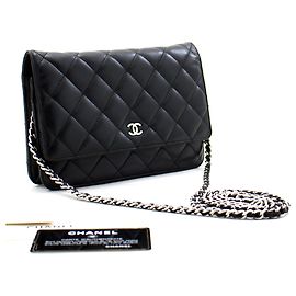 Portafoglio classico nero CHANEL con tracolla a catena WOC a tracolla Nero