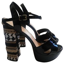 Autre Marque Black Patent Leather Sandals Size 38 Black
