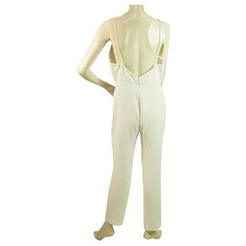 Iro-IRO Hatford Ivoire Blanc Soyeux Dos Ouvert Combinaison Pantalon Taille 38-Blanc