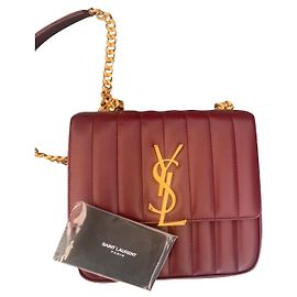 Saint Laurent Vicky leather handbag dark red Dark red