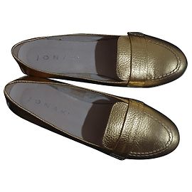 Jonak Gold Leather Flats Size 36 Golden