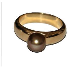 Autre Marque Bague perle d'eau de mer en or jaune 18K Doré