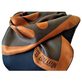 Pierre Balmain Miss Balmain Silk Scarf Brown Brown