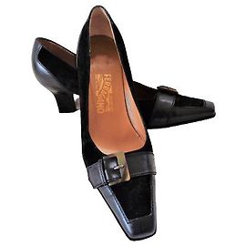 Salvatore Ferragamo Black Leather Heels Black