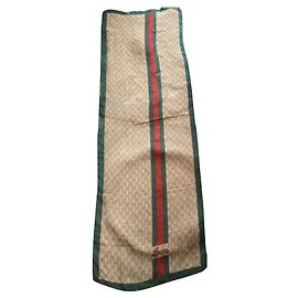 Stupenda sciarpa vintage in seta Gucci Verde scuro
