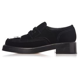 Mocassini CHANEL in velluto verniciato mocassino Nero