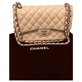 Chanel Jumbo Handbag Lambskin Leather Silver Hardware Other