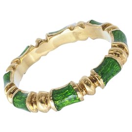 Tiffany & Co-Tiffany & Co Gold Enamel Bamboo Band Ring-Multiple colors