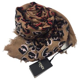 Fendi-Scarves-Black,Caramel