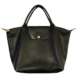 Bolsa de couro granulado preto Longchamp Preto