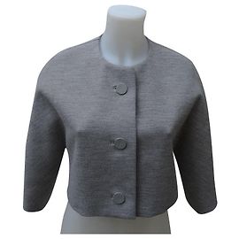 Balenciaga Oversize Kurzjacke aus Wolle Grau Grau
