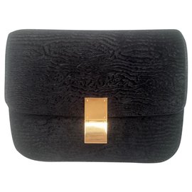 Céline-Rare edition of the Céline Classic bag in Astrakhan Stamped pony calf leather leather. Designed by Phoebe Philo. Show collection. Brand-new with tags and original packaging.-Black