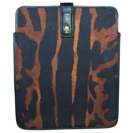 Alexander Mcqueen-Porta iPad in tela con stampa Ocelot-Multicolore