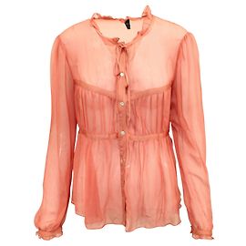 French Connection Camisa de seda transparente superdimensionada Laranja Coral