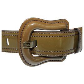 Fendi-Olive Patent Belt-Green