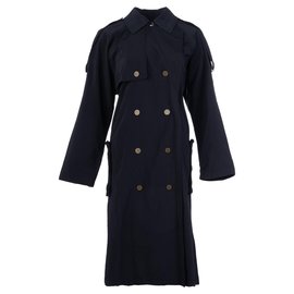 Lanvin-Belted Knee-Length Coat-Blue,Navy blue
