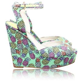 Sophia webster Cuñas con estampado de piña verde Verde
