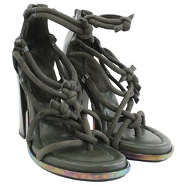 Alexander Mcqueen-Khaki Sandals With Knots Details-Green