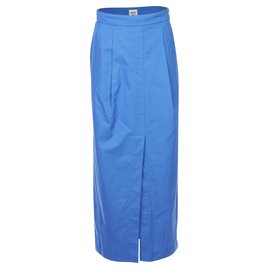 Hermès-Cobalt Blue A-Line Maxi Skirt-Blue