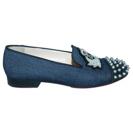 Christian Louboutin-Denim Intern Loafers with Studs-Other