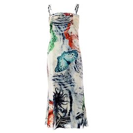 Just Cavalli Vestido lencero midi con estampado de mariposas Multicolor