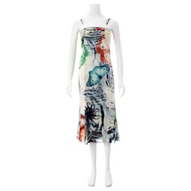 Just Cavalli-Abito Sottoveste Midi Con Stampa Farfalle-Multicolore