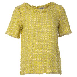 Lanvin-Tweed Blouse-Yellow