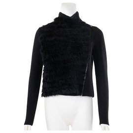 Pinko-Black Knitted Zip Front Jacket -Black