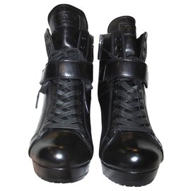 Prada-Black leather ankle boots-Black