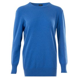 Joseph Kaschmirpullover mit Lederpatches Blau