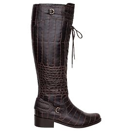 Hunter Botas de piel de cocodrilo en relieve Castaño