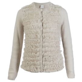 Pinko Cardigan Con Pelliccia Grigio