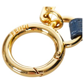 Fendi-Fendi Yellow Fur Pom-Pom Key Chain-Blue,Yellow
