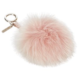 Fendi-Fendi Pink Fur Pom-Pom Key Chain-Pink