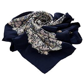 Yves Saint Laurent Sciarpa in seta con stampa floreale nera YSL Nero Multicolore