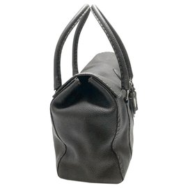Fendi-Sac à main en cuir noir Selleria Linda Fendi-Noir