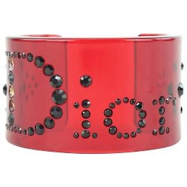 Dior Pulseira pulseira com logotipo de cristal preto translúcido vermelho Outro