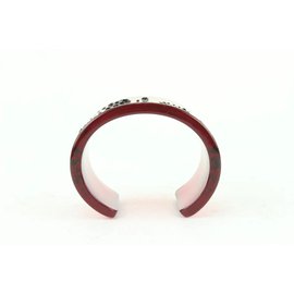 Dior-Bracelet manchette à logo en cristal noir translucide rouge-Autre