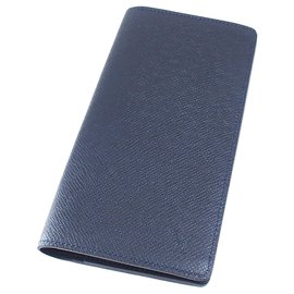 Louis Vuitton-Louis Vuitton Blue Taiga Brazza Wallet-Blue,Navy blue