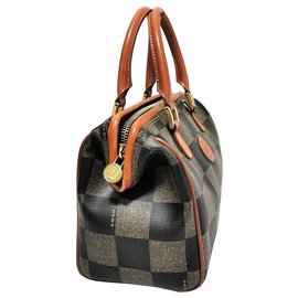 Fendi-Sac Boston Fendi Pequin Boston-Marron,Noir